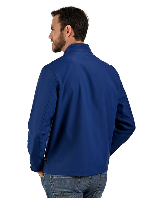 LEE chamarra para hombre en tela ligera con cuello mao en color marino.